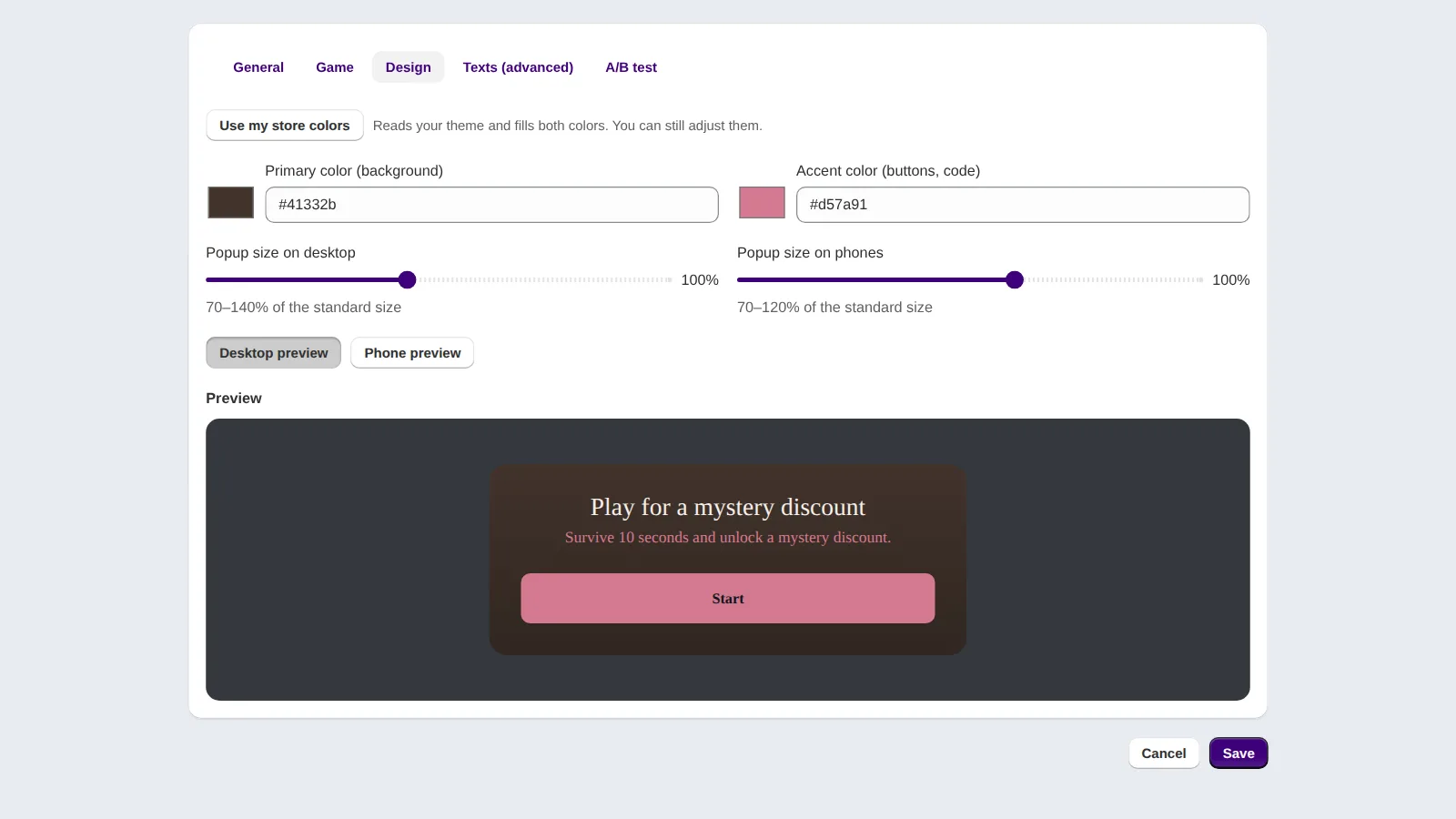 Kodra Play screenshot: Match your brand colors, no coding needed